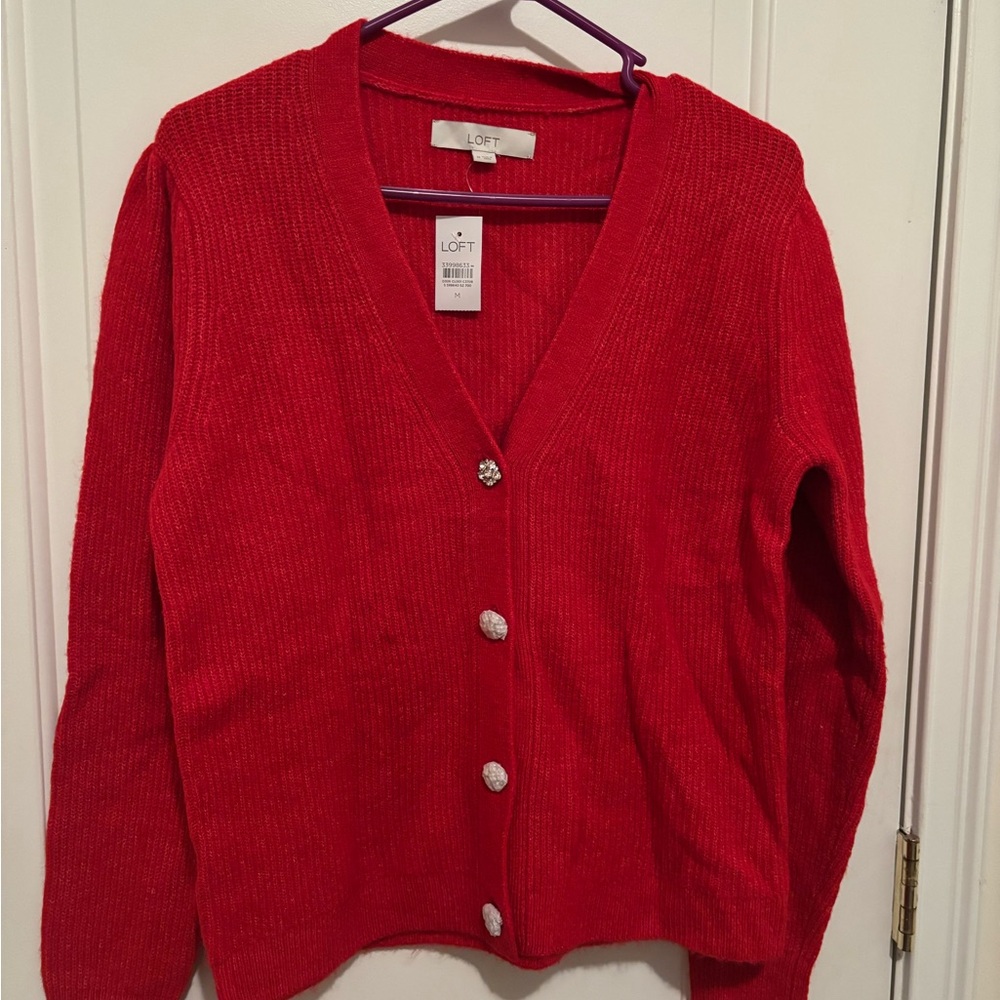 LOFT Red Women's Cardigan Sweater size medium NWT